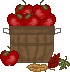 A basket of apples, facing the right.