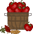 A basket of apples, facing the left.