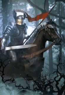 An animated card of a knight.