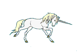 Animated gif of a unicorn running towards the right.