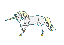 Animated gif of a unicorn running towards the left.